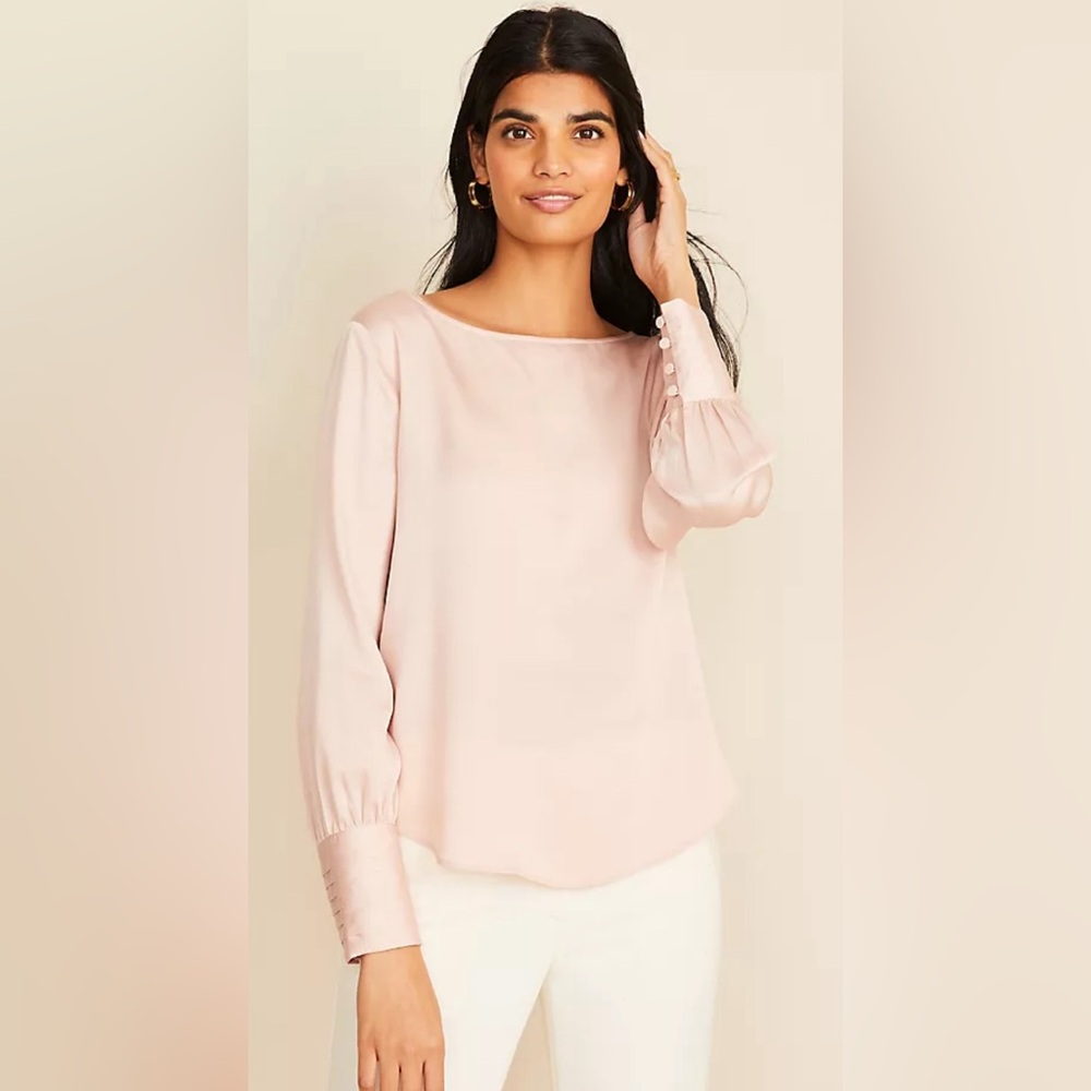 NWT | Ann Taylor Hammered Satin Boatneck Blouse M